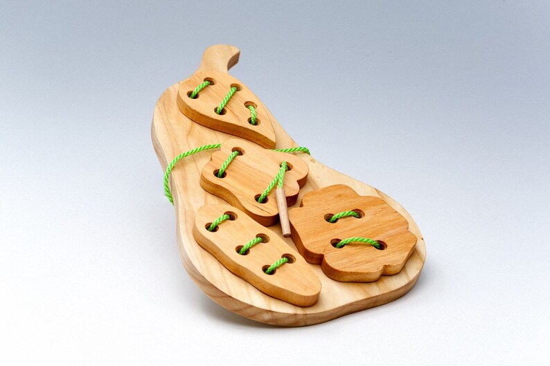 Wood Lacing Toy - Kids Toy - Wood Pear - Motor Skill - Educational Toy ...