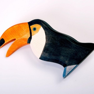 Wooden Toucan Wooden Bird Wood Bird Figurine Bird Figurine Bird Statue Wooden Figurine Wooden Gift Handmade Wood Hand Carved image 3