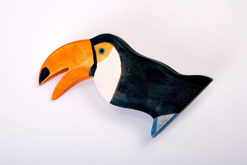 Wooden Toucan Wooden Bird Wood Bird Figurine Bird Figurine Bird Statue Wooden Figurine Wooden Gift Handmade Wood Hand Carved image 3