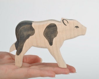 Calf - Toy Cow - Wooden Animal - Animals Wooden Toys - Natural Toy - Handmade Wooden Figurine Calf - Waldorf Wood Toy - Dadakacraft
