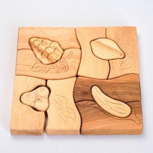 Wooden Vegetabls - Wood Play Set - Walfdorf Cubes - Wooden Meccano - Eco-Puzzle - Wood Toys - Wooden puzzle - Puzzle Toy - Kids gifts