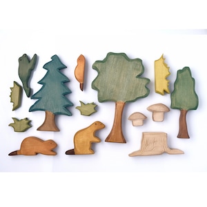 Beavers Toy Set - Waldorf Inspired Toys - Beavers Family - Handmade Organic Wood by Dadakacraft - Waldorf Toys