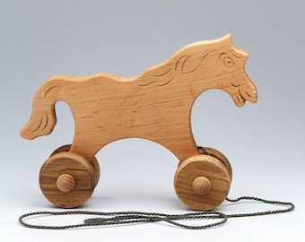 Pull Rolling Horse - Eco Toy With Wheels - Wooden Horse Toy - Wood Baby Toys - Gifts For Kid - Rolling Toy - Push & Pull Toy - Handmade Toy