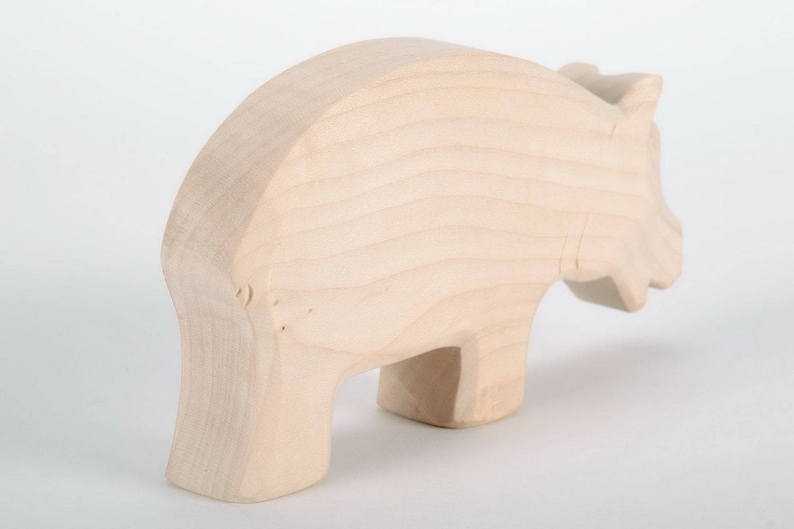 Wooden Kids Toys Animals Wooden Figurines Animal Zoo Wood Toy Hippo Wood Hippo Toy Natural Toys Animal Statue Hippo Figurine