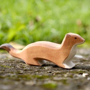 Ermine Wooden Ermine Waldorf Toy Wooden Figure Animal Ermine Wood Toy Ermine Woodland Animal Wild Animal Ermine Stoat image 1