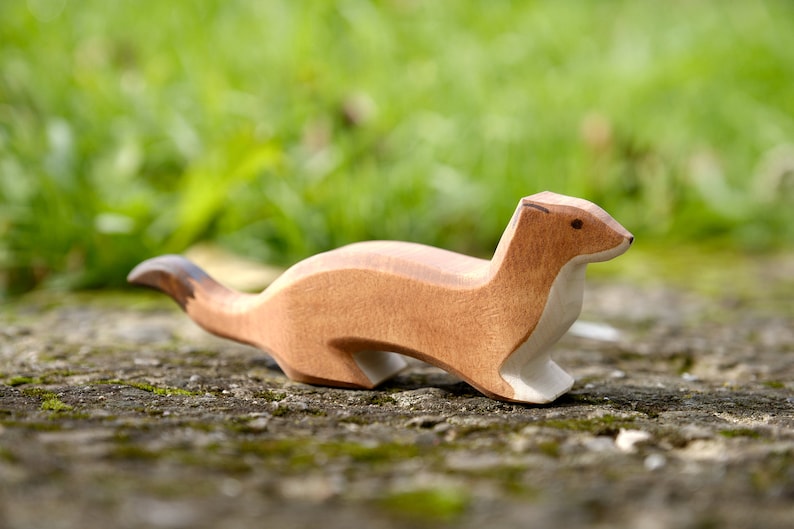 Ermine Wooden Ermine Waldorf Toy Wooden Figure Animal Ermine Wood Toy Ermine Woodland Animal Wild Animal Ermine Stoat image 1