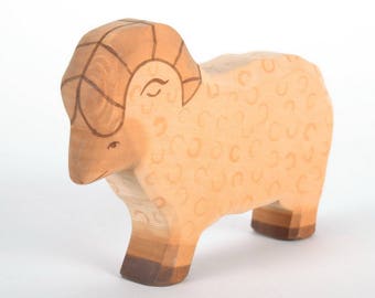 Wooden Sheep - Wooden Toy Ram - Waldorf Toy - Ram Toy - Sheep Toy - Eco Friendly - Montessori Farm Toy - Farm Animal Toys - DadakaCraft
