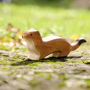 Ermine Wooden Ermine Waldorf Toy Wooden Figure Animal Ermine Wood Toy Ermine Woodland Animal Wild Animal Ermine Stoat image 8