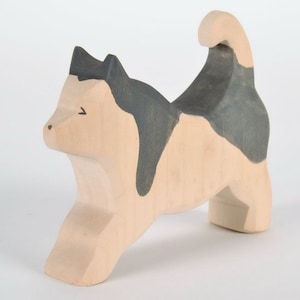 木製ハスキー - エコ製品 - 木製動物フィギュア - ミニチュア木製 