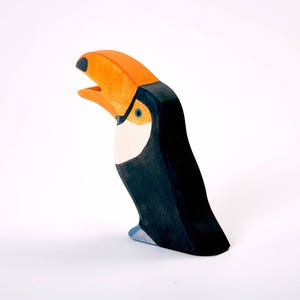 Wooden Toucan Wooden Bird Wood Bird Figurine Bird Figurine Bird Statue Wooden Figurine Wooden Gift Handmade Wood Hand Carved image 2