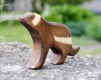 Wooden Wolverine Toy - Wood Animal Toy - Wooden Animals - Toy Wooden Wolverine - Wooden Wolverine Figurine - Wooden Toy Wolverine