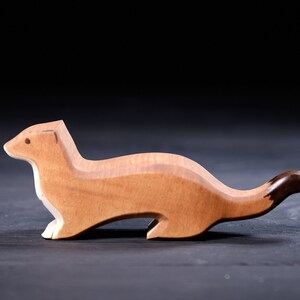 Ermine Wooden Ermine Waldorf Toy Wooden Figure Animal Ermine Wood Toy Ermine Woodland Animal Wild Animal Ermine Stoat image 6