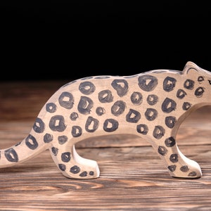 Snow Leopard Nature Table Wooden figure animal Snow Leopard Waldorf Wooden Figurines Wooden animal Wooden toy DadakaCraft image 2