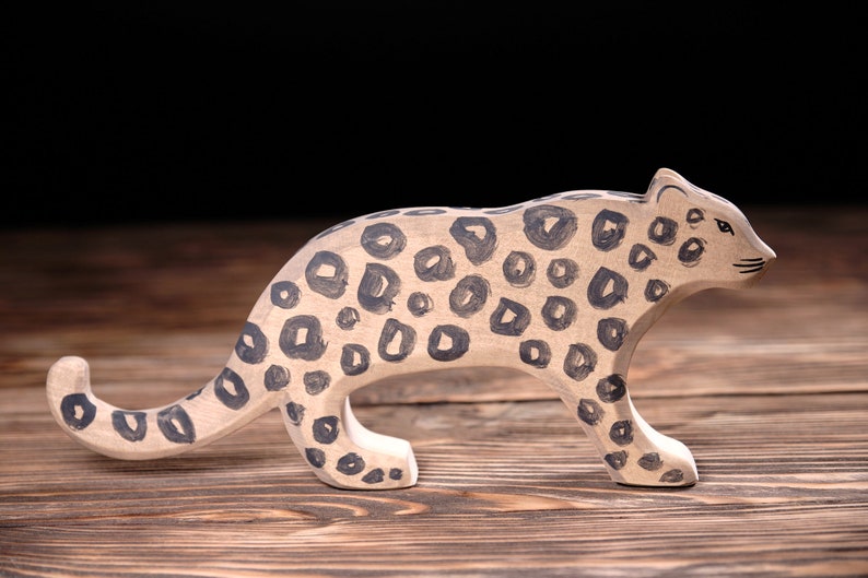 Snow Leopard Nature Table Wooden figure animal Snow Leopard Waldorf Wooden Figurines Wooden animal Wooden toy DadakaCraft image 2