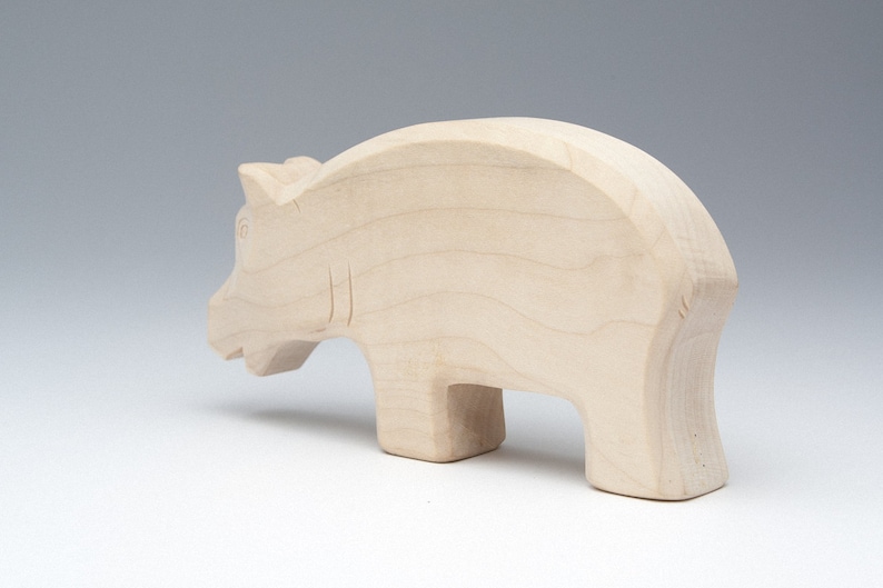 Wooden Kids Toys Animals Wooden Figurines Animal Zoo Wood Toy Hippo Wood Hippo Toy Natural Toys Animal Statue Hippo Figurine
