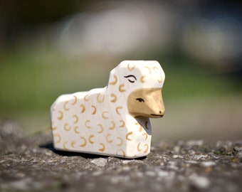 Sheep Figurine - Wooden Sheep - Wooden Lamb - Learning Toy - Ecological Toy - Wooden Sheep Figurine - Farm Animals Wood - Wood Figurine