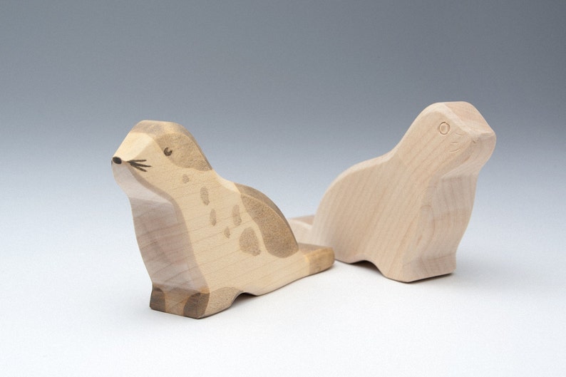 Figurine wooden Seal Wood Toy Seal Wooden Toy Natural Etsy