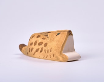 Lynx - Lynx Toy - Wooden Lynx - Bobcat - Waldorf Toys - Toys for Nature Kids - Wooden Animals - Carved Lynx - Carved Animal - Eco Product