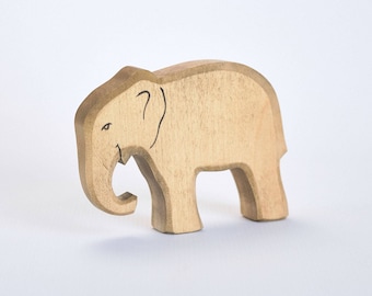 Elephant Statue - Elephant Toy - Wooden Elephant - Carved Wooden Animal - Safari Games - Educational Toys For Toddlers - DadakaCraft