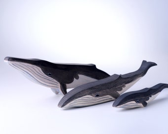 Whales Toy SET - Whale - Collectible Animals - Wooden Sea Creatures Figurine - Waldorf toys - Wooden Figurines of Marine Life - Dadakacraft