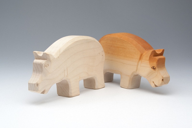 Wooden Kids Toys Animals Wooden Figurines Animal Zoo Wood Toy Hippo Wood Hippo Toy Natural Toys Animal Statue Hippo Figurine