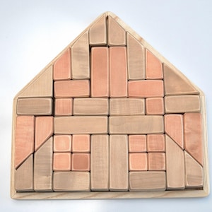 Wood Logic Game - Different Shapes - Natural Kids - Toddler Gift - Wooden Geometric - Building Blocks - Wooden Set - Waldorf Educational Toy