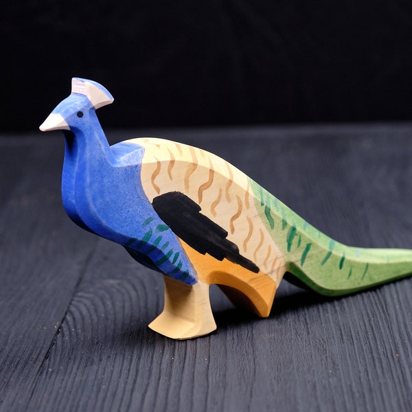 Juguete de pavo real - Pavo real de madera - Pavo real Waldorf - Pájaro - Pájaro de madera - Pájaro Waldorf - Ecológico - Juguetes naturales - Figura de pájaro