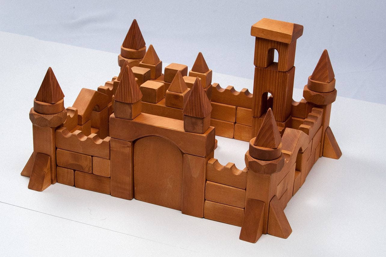 Wood Block Set Learning Blocks Wood Toys Square Blocks Etsy