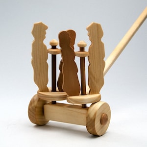 Wooden Push Toy Organic Baby Educational Toys Active Toys Toddler Girl Eco Friendly Wheeled Toy Wooden Toy On Wheel image 1