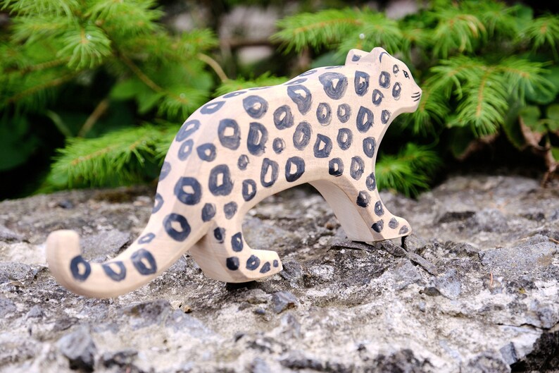 Snow Leopard Nature Table Wooden figure animal Snow Leopard Waldorf Wooden Figurines Wooden animal Wooden toy DadakaCraft image 7