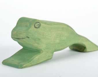 Frog Toy - Figurine Frog - Frog Wooden Toy - Handmade Wood - Wooden Toys - Miniature Wood Statue - Carving - Natural Toys - Dadakacraft