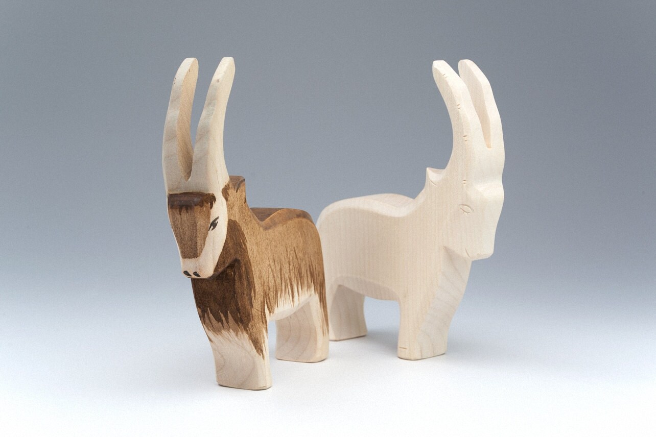 Mountain Goat Goat Figurine Wooden Goat Useful Baby Etsy