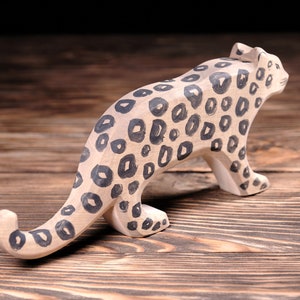 Snow Leopard Nature Table Wooden figure animal Snow Leopard Waldorf Wooden Figurines Wooden animal Wooden toy DadakaCraft image 4