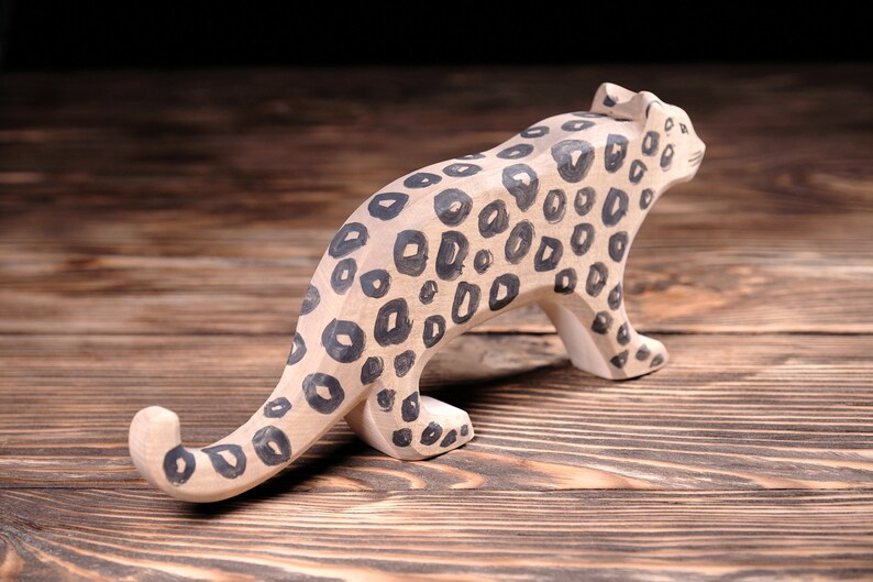 Snow Leopard Nature Table Wooden figure animal Snow Leopard Waldorf Wooden Figurines Wooden animal Wooden toy DadakaCraft image 4