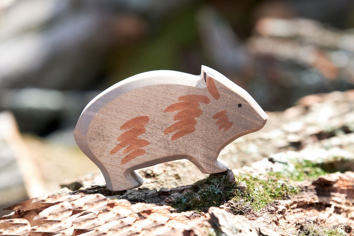 Wombat Toy Wood Wombat Toy Wooden Wombat Figurine Wild Etsy