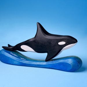 Orca Figurine - Wooden Toys - Sea Predator - Wooden Sea Creatures Figurine (2 pcs) - Fish Toy - Waldorf Toy- Handmade Toys - Dadakacraft