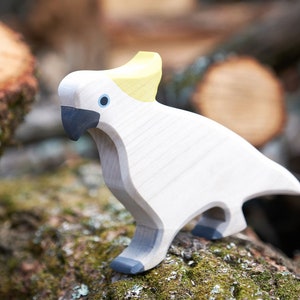 Jouet en bois cacatoès - jouet cacatoès - cacatoès en bois - cacatoès en bois - jouet en bois fait main - oiseaux en bois - jouet Waldorf - DadakaCraft