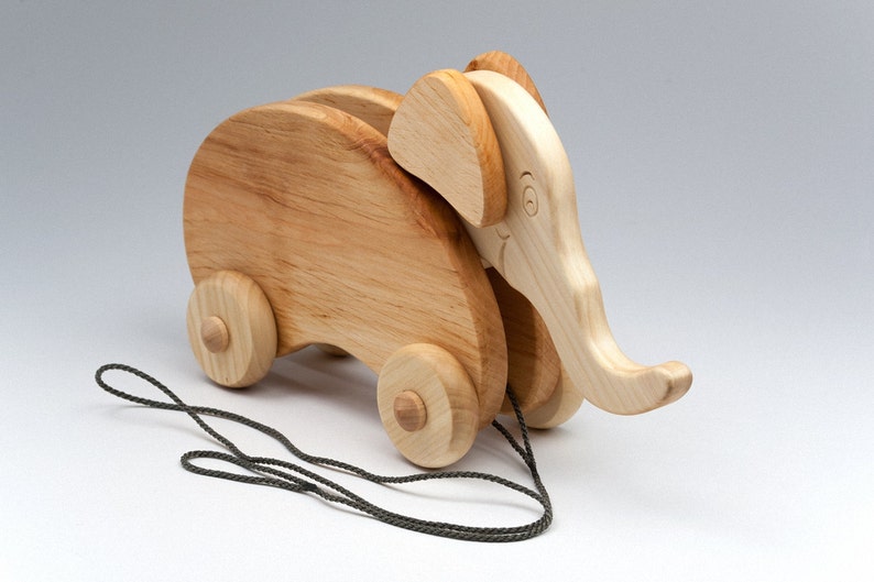 Wooden Push Toy Elephant On Wheels Wooden Pull Toy Etsy