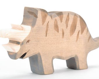 Toy Dinosaur - Wooden Dinosaur Toy - Triceratops - Kids Wooden Toy - Wood Toys For Kids - Wooden Handmade - Dadakacraft - Dino Toy