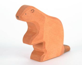 Figurine de castor - Bois de castor - Castor jouet écologique - Animaux en bois - Jouets pour enfants - Respectueux de l'environnement - Jouets éducatifs pour tout-petits - Produits écologiques