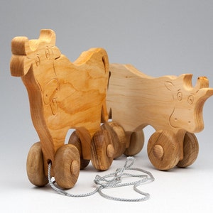 Cow Wood Cow On wheels Wooden Cow Toy Eco Friendly Gifts For Kids Handmade Toys Wooden Toy Eco Products Baby Toys Pull Toy image 4