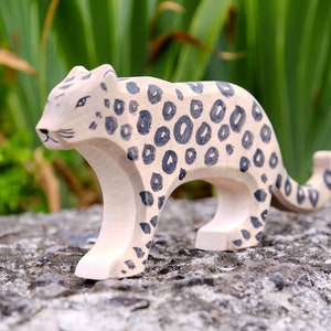 Snow Leopard Nature Table Wooden figure animal Snow Leopard Waldorf Wooden Figurines Wooden animal Wooden toy DadakaCraft image 5