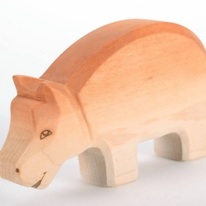 Wood Hippo - Hippopotamus - Hippo Figurine - Gifts For Baby - Wooden Figurines - Wooden Kids Toys - Wood Toys - Wooden Animal - DadakaCraft