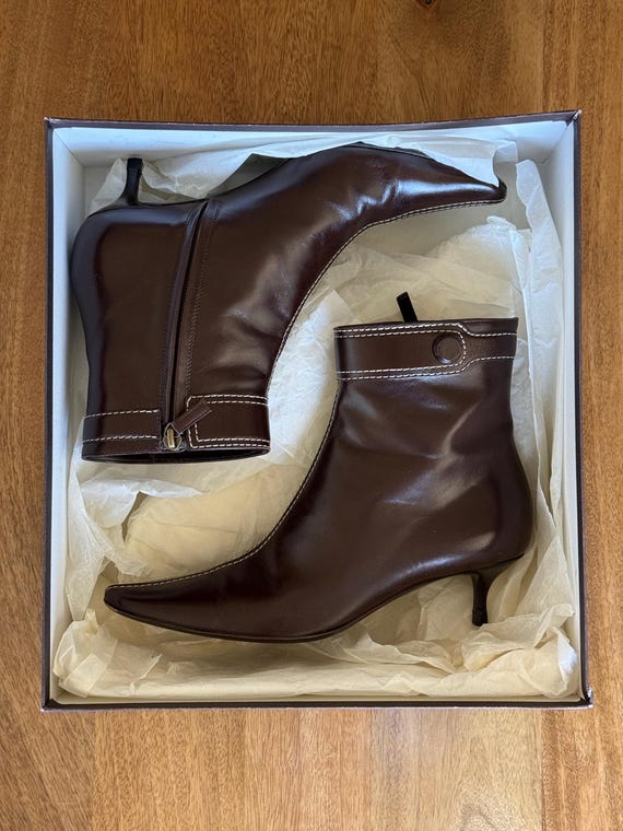 90s Celine Leather Ankle Boots - Etsy