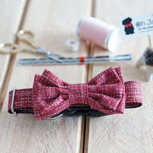 Dog Bow Tie Collar Set Mini Weave Red image 2