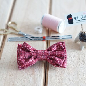 Dog Bow Tie Collar Set Mini Weave Red image 4