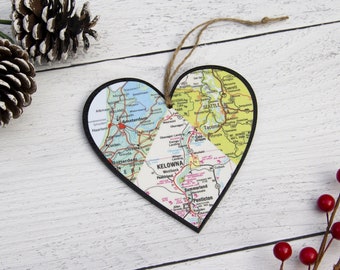 Our First Christmas Personalized Map Heart Ornament