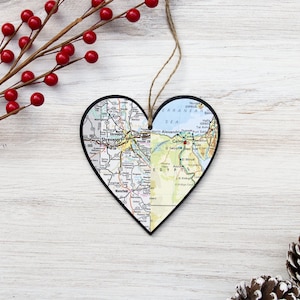 Long Distance Custom Map Heart Ornament Heart