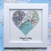 Framed Wedding Map Heart Art, Met Engaged Married Groom Gift from Bride 