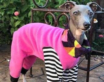 Italian Greyhound Clothing - Pajama for Dog - Onesie for Dog - Girl Dog Clothes - Hot Pink Dog PJ - Pet Pajamas - Small Dog Clothing